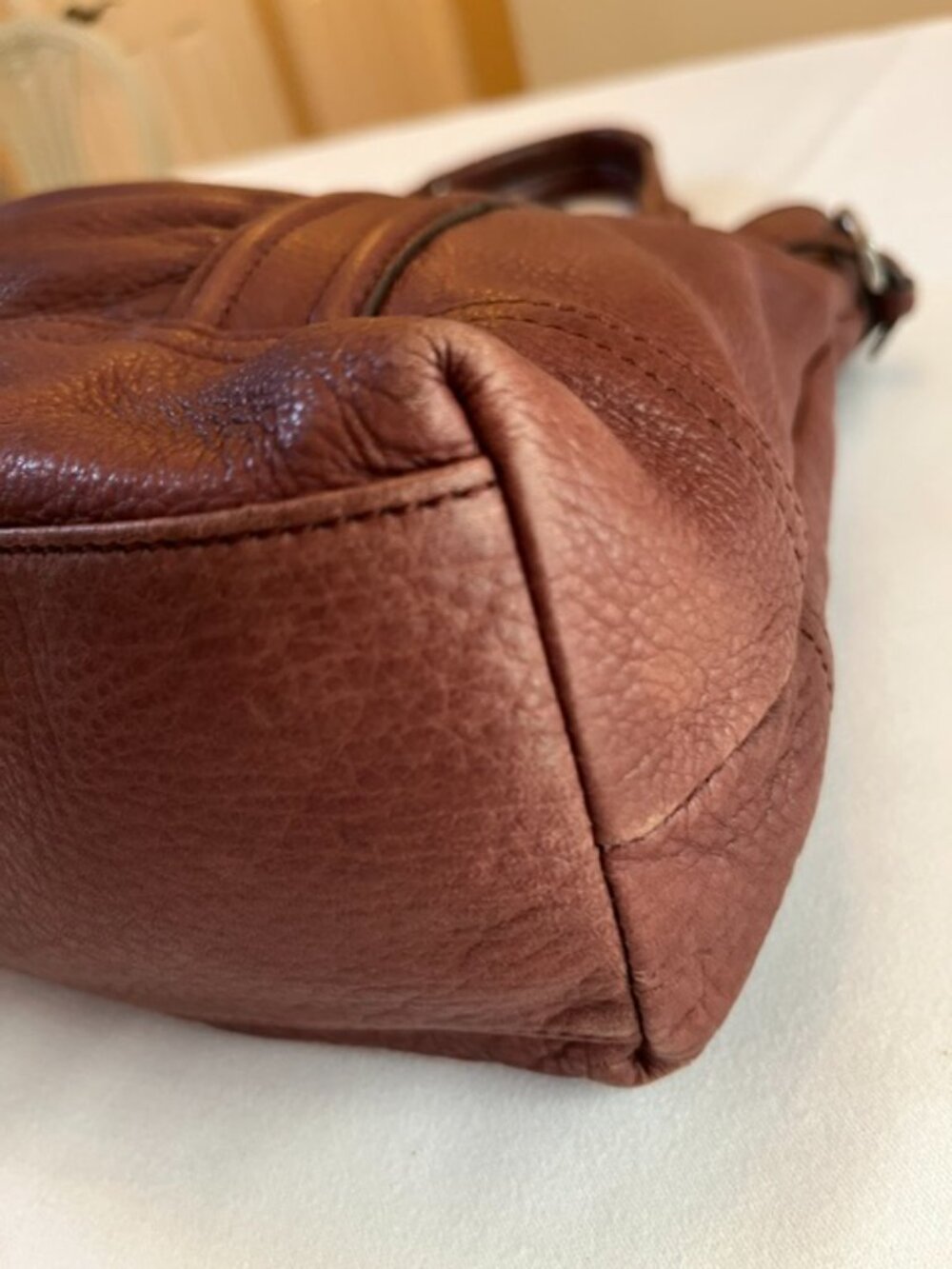 B. MAKOWSKY | Cognac Brown Pebbled Leather Shoulder Bag Hobo-EUC - Picture 15 of 15